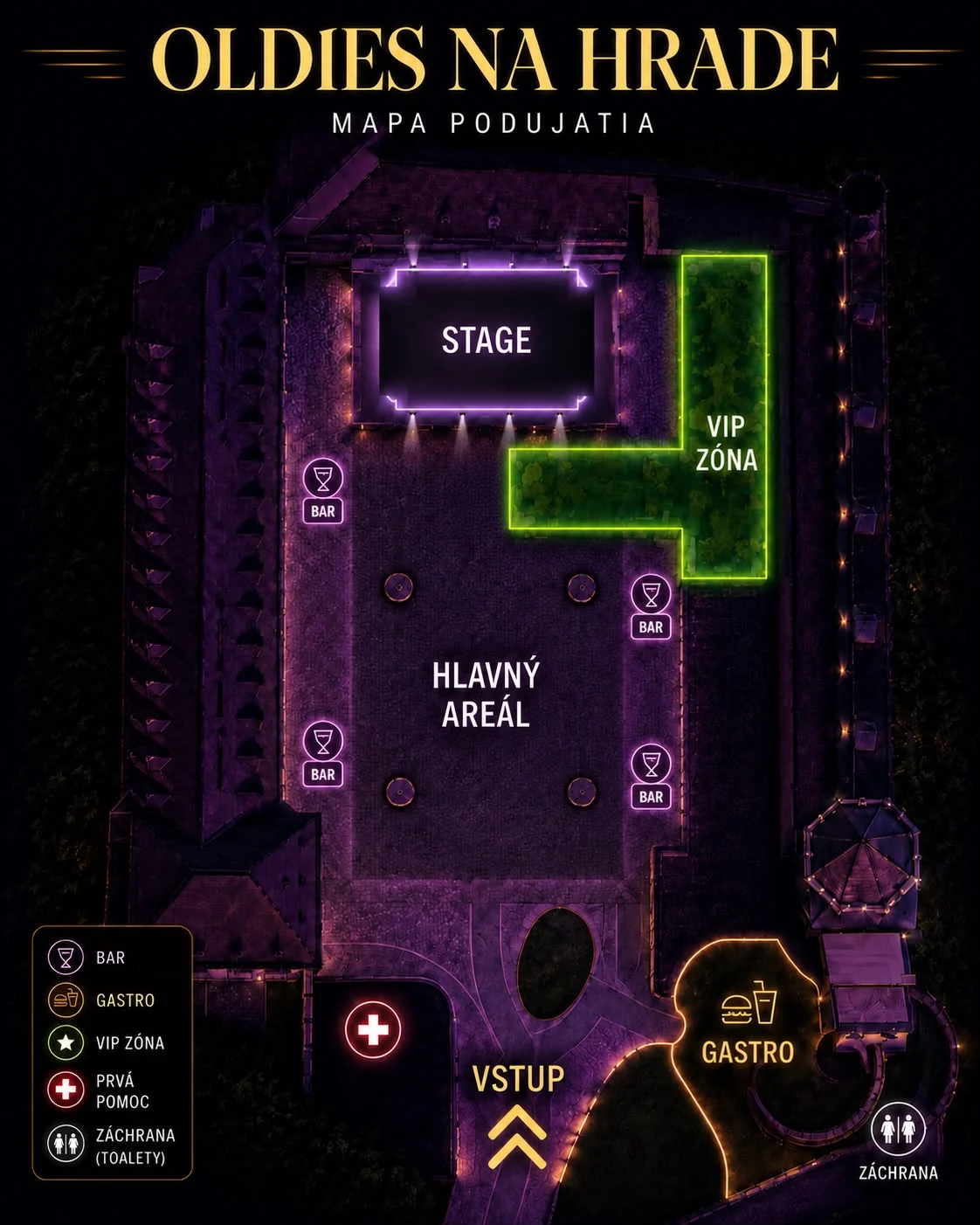 Mapa podujatia — rozloženie areálu